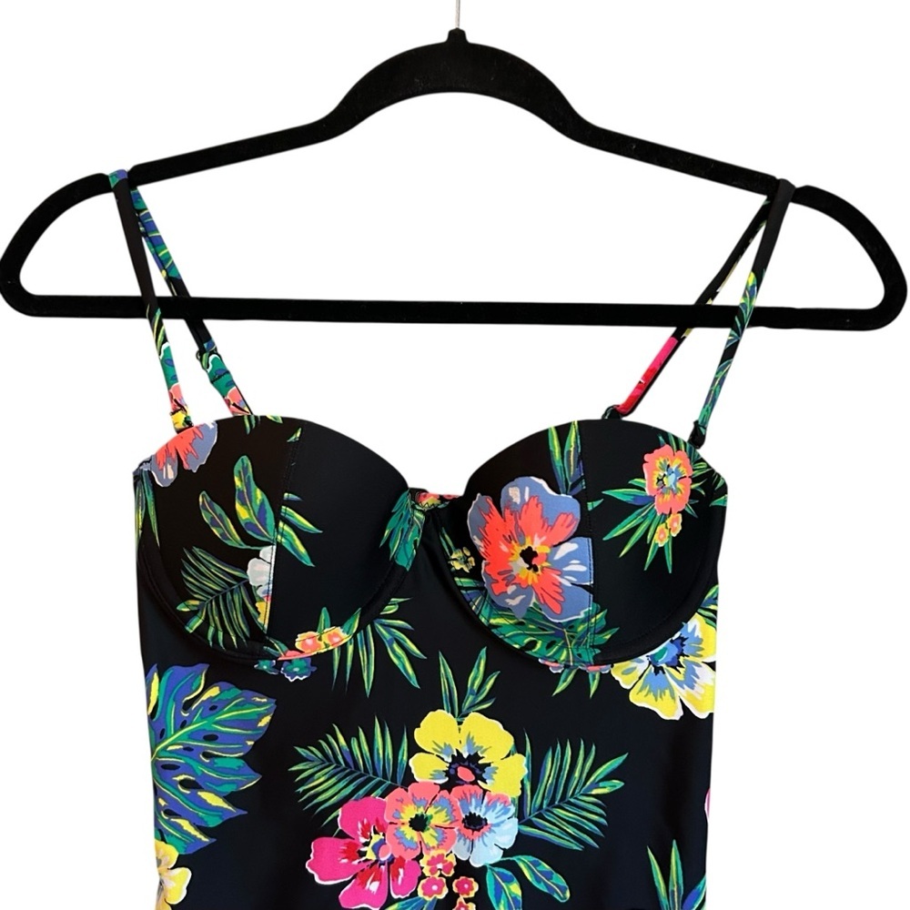Old Navy Convertible One Piece Underwire Swimsuit Women’s Small Black Floral NEW - Picture 3 of 8